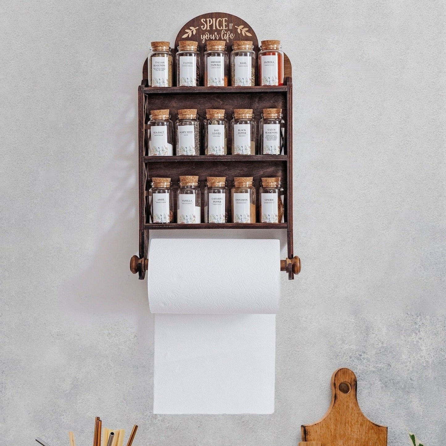 органайзер для спецій, набір для спецій на дерев’яній підставці