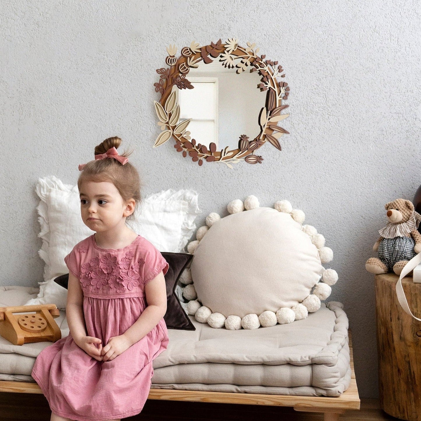 дзеркало в дитячу,  бохо стиль, Настінне дзеркало,  дзеркало в спальню,  Дзеркало в рамі,