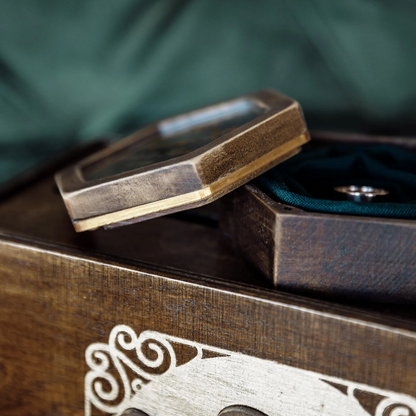 Engraved Mountain Band Holder • Unique Accessory For Wedding Ceremony ∙ Hexagon BROWN