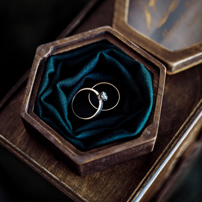 Engraved Mountain Band Holder • Unique Accessory For Wedding Ceremony ∙ Hexagon BROWN