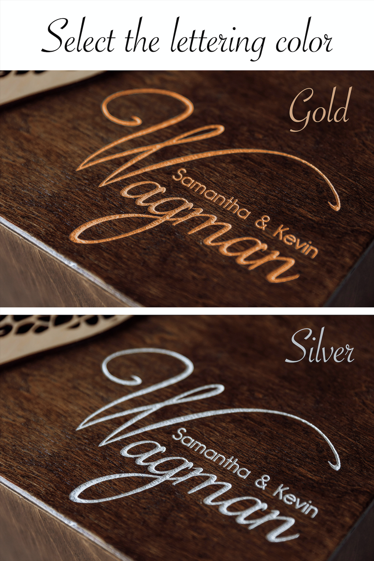 Custom Card Box: Wood Leaf Texture, Honeymoon Fund • Wedding Envelope Box ∙ FITTONIA