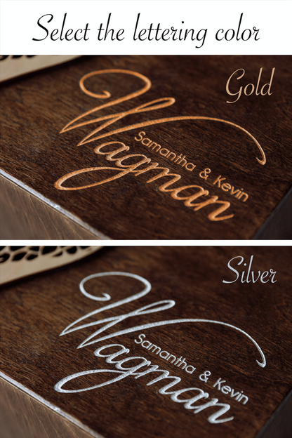 Custom Card Box: Wood Leaf Texture, Honeymoon Fund • Wedding Envelope Box ∙ FITTONIA