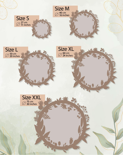 Large Floral Wood Frame Mirror - Rustic Boho Style ∙ COMBINED