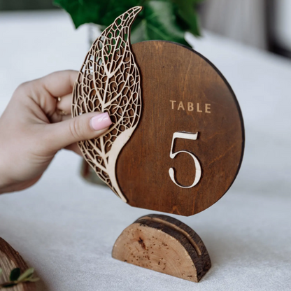 Wooden Table Numbers for Wedding | Freestanding Rustic Eco Table Sign