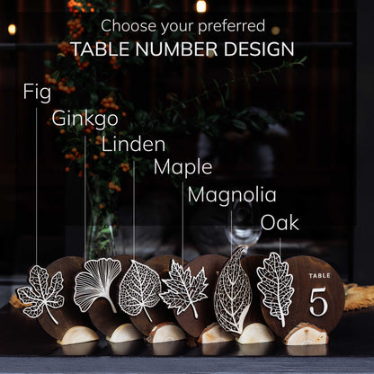 Wooden Table Numbers for Wedding | Freestanding Rustic Eco Table Sign
