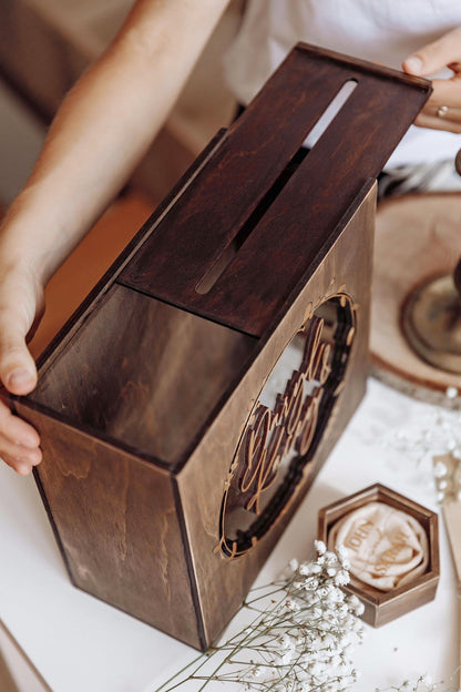 Envelope box with slot, Card holder, Wedding post box, Wedding box for decoration ∙ BROWN