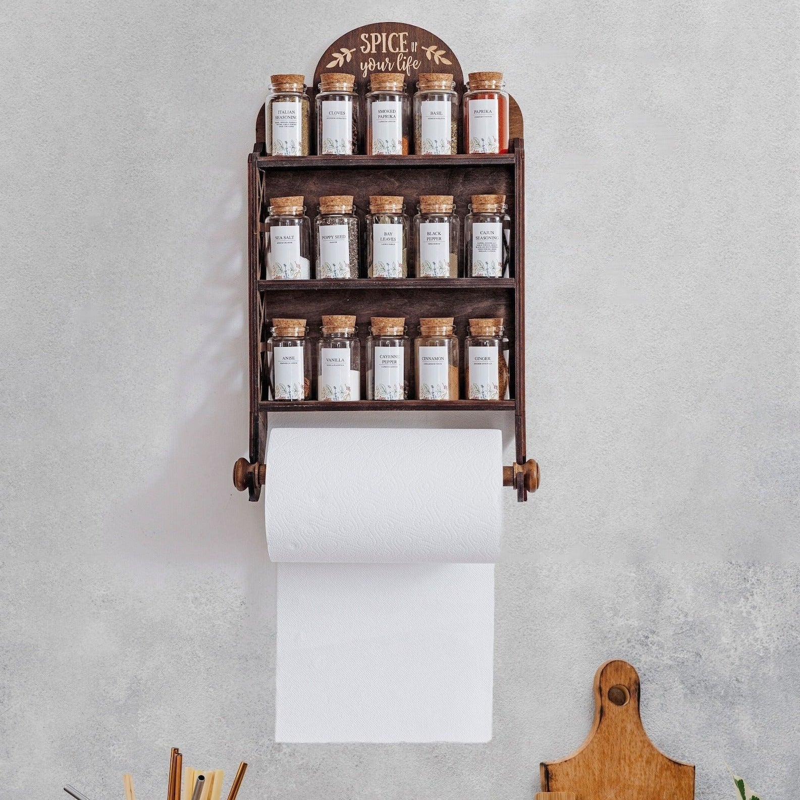 органайзер для спецій, набір для спецій на дерев’яній підставці