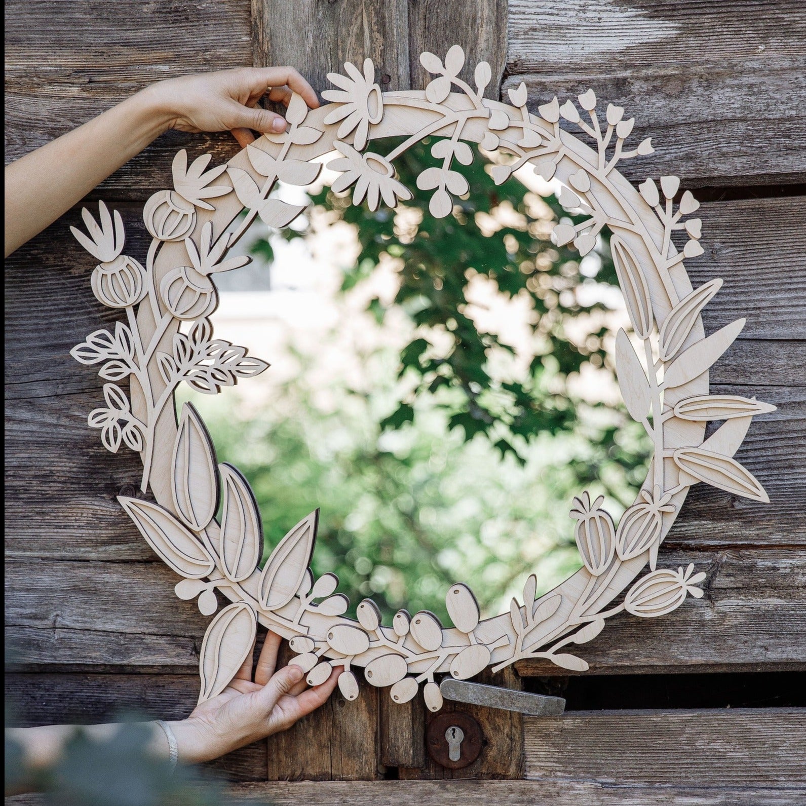 дзеркало на стіну,  дзеркало підвісне,  дзеркало з квітковим орнаментом,  дзеркало в дитячу,  бохо стиль, 