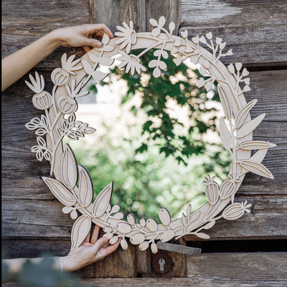 дзеркало на стіну,  дзеркало підвісне,  дзеркало з квітковим орнаментом,  дзеркало в дитячу,  бохо стиль, 