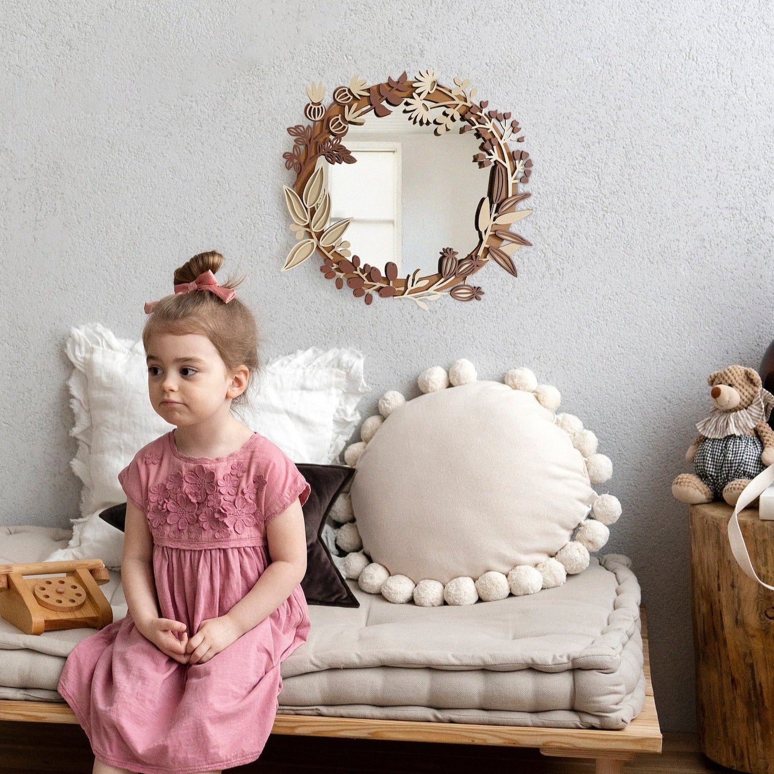 дзеркало в дитячу,  бохо стиль, Настінне дзеркало,  дзеркало в спальню,  Дзеркало в рамі, 